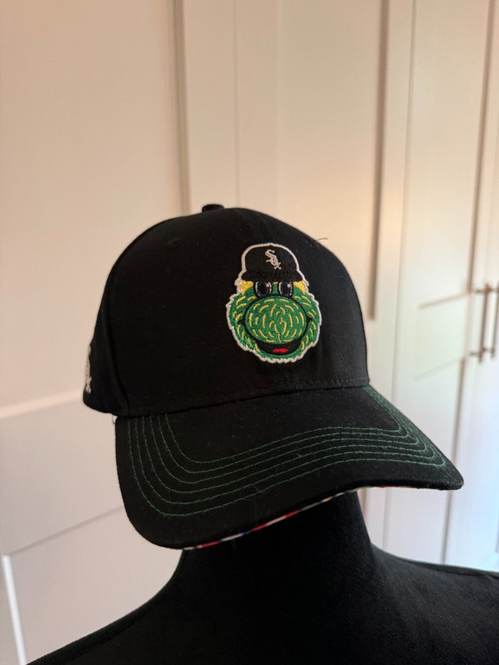 Chicago White Sox Southpaw Mascot Snapback Hat Black Pinwheel Underbill Cap